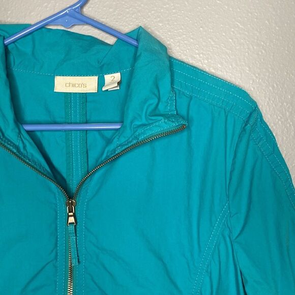 Chico’s Turquoise Full Zip Jacket Size 2 - Picture 3 of 9